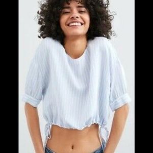 ZARA Light Blue Cropped Tee